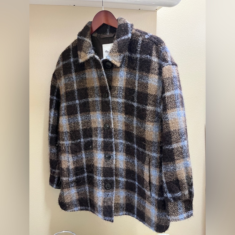 Madewell Plaid Wool Blend Coat